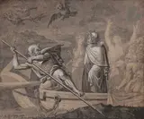 Dante aux enfers by Élie Honoré Montagny, 1807, Pierre noire et rehauts de gouache blanche, sold Jun 2021