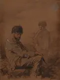 Considération sur l’abus des gendarmeries by Paul Gavarni, Plume, encre brune, crayons de couleur et rehauts de gouache oxydés, sold Jun 2021