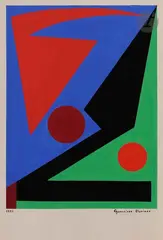 Composition by Geneviève Claisse, 1959, Gouache, sold Jun 2021