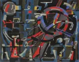 Composition by Jean Bertholle, 1957, Gouache, sold Jun 2021