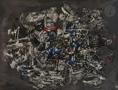 Sans titre by Ladislas Kijno, 1957, Huile sur toile, sold Jun 2021