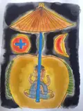 Basho, Haiku 7. L'automne profond. Quant à mon voisin, que fait. Donc cet homme au juste ? 2012 by Manabu Kochi, Aquarelle sur papier Arches, sold May 2021