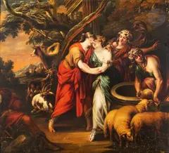 La rencontre de Jacob et Rachel au puits by Jan Baptist Herregouts, Toile, coupée sur les côtés, sold May 2021