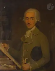 Portrait présumé de Camille Pernon, marchand et fabriquant de soie by Alexis Grognard, Toile d’origine, sold May 2021