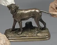 Pointer by Alfred Dubucand, Bronze à patine médaille signé sur la terrasse Dim, sold Mar 2015