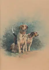 Deux chiens de vénerie by Charles-Fernand de Condamy, Aquarelle sur papier signée en bas à gauche et encadrée Dim, sold Mar 2015