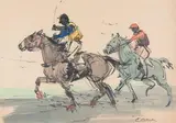 Scène de trot by Pierre Olivier Dubaut, Encre et aquarelle portant le cachet de la signature en bas à droite Dim, sold Mar 2015