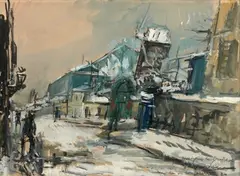 Le Moulin de la Galette by Gen Paul, 1924, Fusain et gouache sur papier, sold Jun 2016