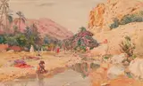 Vue de l'Oued d'El Kantara by Alphonse Birck, Aquarelle, non signée, sold Dec 2014