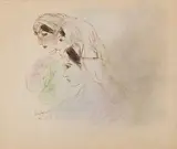 Etude de trois femmes de profil by Edy Legrand, Encre de chine et aquarelle, sold Dec 2014