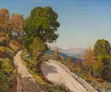 The Road Above the Valley by Herbert Hughes-Stanton, 1931, oil on canvas, sold Apr 2015
