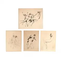 Four Figural Works by Warren B. Davis, Drypoint etchings, sold Jan 2020