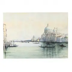 View of the Venice Grand Canal with Gondolas by Mariano de Franceschi, Watercolor, sold Nov 2019