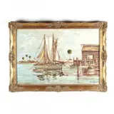 Mayport Docks by Cameron Aldridge, Oil on plywood, sold Nov 2019