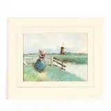 Dutch Mother & Child by Warwick Goble, Watercolor and whitening on paper, sold Oct 2019