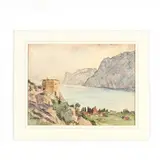 Lake Garda by Carl Felkel, Watercolor and charcoal on paper, sold Oct 2019