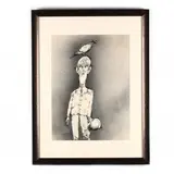 Comic Portrait of a Bird and a Man by William McBride Jr., Ink on paper, sold Oct 2019