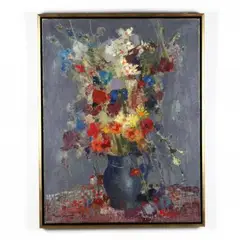 Floral Still Life by Denise Bourdouxhe, Oil on canvas, sold Oct 2019