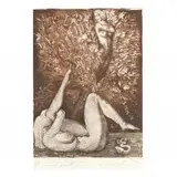 Traum der Eva (Dream of Eva) by Ernst Fuchs, Etching and aquatint in colors, sold Oct 2019