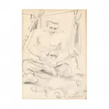 Mending Nets, Southport #6 by Claude Howell, Ink and pencil on paper, sold Sep 2019