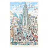 Rockefeller Center by Red Grooms, Lithograph in colors, sold Sep 2019