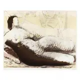 Reclining Woman with Yellow Background by Henry Moore, Lithograph in colors, sold Sep 2019