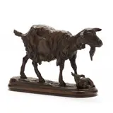 Goat & Kid by Emmanuel Frémiet, Bronze with warm brown patina, sold Sep 2019