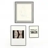 Three Framed Works by Brian Shawcroft, The first a charcoal sketch of a nude woman, sold Sep 2019