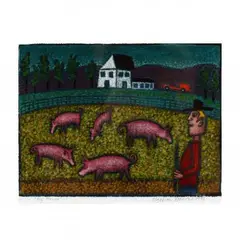 Pig Farm by Elizabeth Darrow, Mixed media on canvas, sold Sep 2019