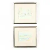Two Watercolor Landscapes by Hobson Pittman, Each pencil signed at lower right, sold Sep 2019