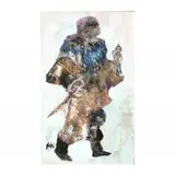 The Falconer by O. Tyler, Mixed media with metallic paints on paper, sold Sep 2019