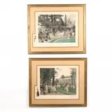 Two French Neoclassical Exterior Scenes with Napoleon by François Flameng, Etching and aquatint in colors, sold Sep 2019