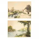 Two Landscapes by Manuel Robbe, Etching and aquatint, sold Sep 2019