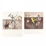 Don Quixote and The Mirror of Chivalry by Salvador Dalí, Etching and aquatint with hand coloring, sold Sep 2019
