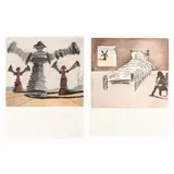 The Spinning Man and The Legacy by Salvador Dalí, Etching and aquatint with hand coloring, sold Sep 2019