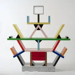Regal 'Carlton' by Ettore Sottsass, 1981, Polychrom laminiertes Holz (Memphis, Mailand), sold Oct 2026