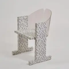 Armlehnstuhl 'Teodora' by Ettore Sottsass, 1986, Holzkonstruktion, weißgraues Laminat, Plexiglas, farblos (Vitra, Birsfelden), offered Oct 2026