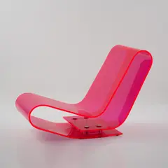 Sessel 'LCP' by Maarten van Severen, 2004, Neonrotes Plexiglas, Edelstahl (Kartell, Noviglio), sold Oct 2026