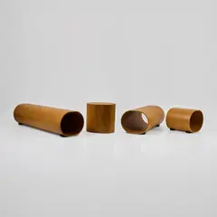 Zwei Sitzbänke, ein Hocker und ein Sofatisch 'Log' by Naoto Fukasawa, 2006, 40,5 x 50 x 50-150 cm (Bänke/Hocker: H), sold Oct 2026