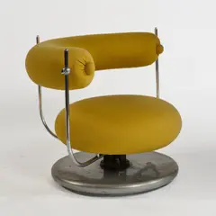Sessel 'S 401' by Verner Panton, 1963, Metallrohr, Metallguss, verchromt, Textilbezug, senfgelb (Thonet, Frankenberg), sold Jun 2026