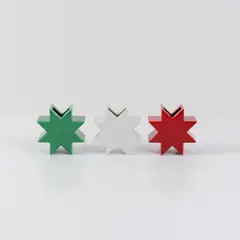 Drei Vasen 'hsing' aus der Serie 'Ceramiche Pop' by Ettore Sottsass, 1972, Steingut, rot, grün und weiß glasiert (Alessio Sarri, Sesto Fiorentino), sold Jun 2026
