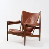 Armlehnsessel 'Chieftain Chair' by Finn Juhl, 1949, Mahagoniholz, cognacfarbenes Leder (Ivan Schlechter, Kopenhagen, frühe 1970er Jahre), sold Dec 2025