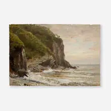 Clovelly, England (Cliffs by the Ocean) by William Trost Richards, oil on board, sold Nov 2023
