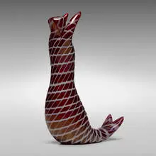 Sirena a Rete vase, model 4201 by Fulvio Bianconi, c. 1950, iridized glass with lattimo decoration, sold Mar 2022