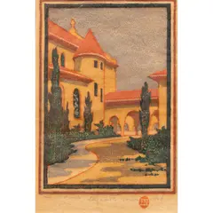 Untitled (Stanford University Campus) by Elizabeth Norton, woodblock, sold Sep 2026