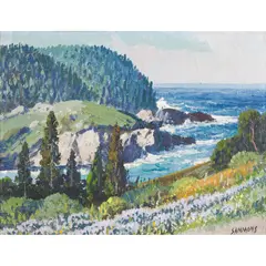 Wildflowers on the Coast by Carl Sammons, oil on canvas affixed to board, sold Sep 2026