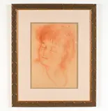 A sleeping child, pastel and red chalk, signed lower left by Ulrica Forbes, Chalk portrait, sold Jun 2022