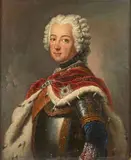 Portrait du jeune roi Frédéric II de Prusse, d'après Antoine Pesne by Antoine Pesne, Huile sur toile marouflée sur panneau de chêne, sold Feb 2022