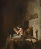 Jeune garçon en costume Renaissance lisant dans un intérieur by Philippe Rousseau, Huile sur toile (Toile d'origine),, sold Feb 2022