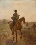 Piqueur à cheval by John Lewis Brown, Huile sur toile (Toile d'origine),, sold Feb 2022